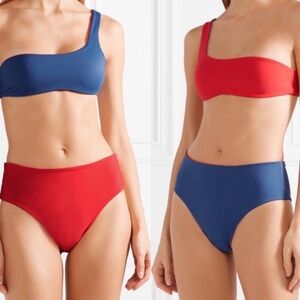Solid Striped  Isabeli Reversible High Waisted Bikini Bottom OH.
